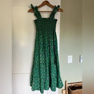 Hill House Ellie Nap Dress in Emerald Green Trellis